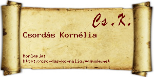 Csordás Kornélia névjegykártya